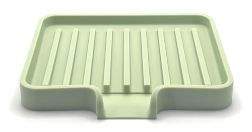 Silicone Soap Dish Tray and Sponge Holder with Drain Chute, Rectangular, Kitchen and Bathroom Sink Organizer (Pistachio, 5.2"x4" (Set of 2), 7.2 Ounces) - color: Pistachio, size: (SM) 5.2"x4" (2pcs)