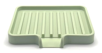 Silicone Soap Dish Tray and Sponge Holder with Drain Chute, Rectangular, Kitchen and Bathroom Sink Organizer (Pistachio, 5.2"x4" (Set of 2), 7.2 Ounces) - color: Pistachio, size: (SM) 5.2"x4" (2pcs)
