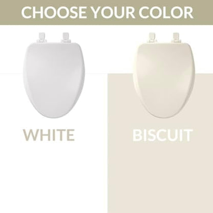 Bemis Alesio II Slow Close Toilet Seat, Easy Clean Hinges and Adjustable Perfect Fit Wood Seat, Made in USA, Elongated, Biscuit - color: Biscuit, size: Elongated