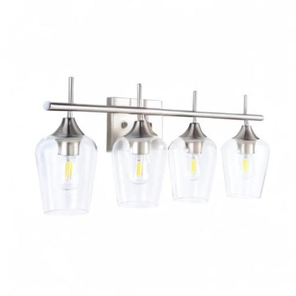 VONLUCE 4 Light Bathroom Vanity Light Fixture,Brushed Nickel | Wine Glass Shades, E26 Sockets, Easy to install, Vanity Lights for Bathroom Bedroom Hallway Living Room - color: Nickel, size: 4-Light
