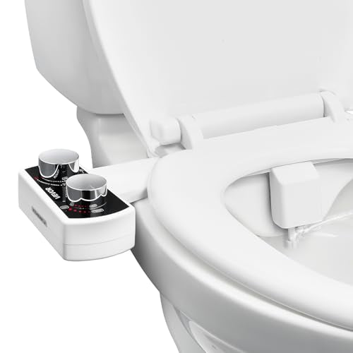 VEVOR Bidet Attachment for Toilet, Non-Electric Bidet Toilet Seat Attachment - Dual Retractable Nozzles, Adjustable Water Pressure, Easily Installed Cold Water Sprayer for Rear Feminine Wash, White - style: Cool Water - 2 rotary knobs - standard
