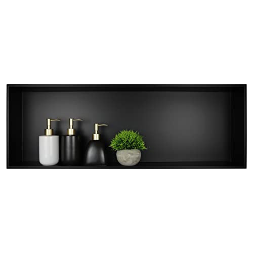 Stainless Steel Shower Niche 36" X 12" Matte Black No Tile Needed | Recessed shower niche,bathroom niche shower for shampoo & soap storage,space-saving,horizontal built-in shower niche shelf - color: Matte Black, size: 36" X 12"