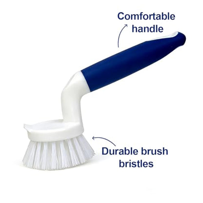 CELOX 2 Pack Dish Brush, Dishwashing Scrubber & Scraper with Handle, Wand, Kitchen Scrub Brush for Sink Grout Cleaning - color: Blue-a
