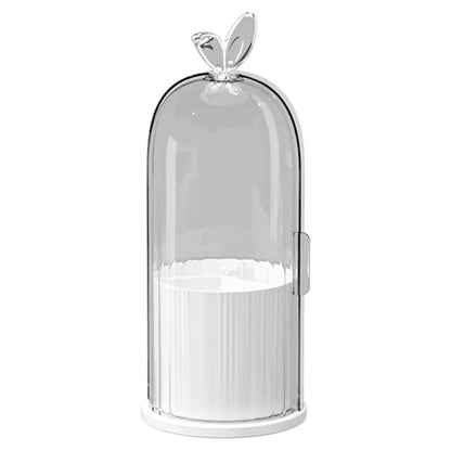 Covered Toothbrush Holders, Space-Saving Bathroom Organizer for Countertop, Dust-Free Vanity Storage for Makeup Brushes & Cosmetics, Ivory White Organizer Box