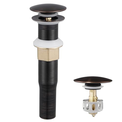 KES Bathroom Sink Drain with Strainer Basket Hair Catcher Anti Clog Pop Up Drain Stopper Vanity Vessel Sink without Overflow, Oil Rubbed Bronze S2013D-ORB - color: Oil Rubbed Bronze, style: for NO overflow sink,1-pack