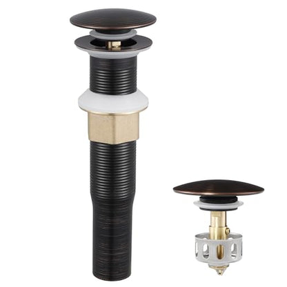KES Bathroom Sink Drain with Strainer Basket Hair Catcher Anti Clog Pop Up Drain Stopper Vanity Vessel Sink without Overflow, Oil Rubbed Bronze S2013D-ORB - color: Oil Rubbed Bronze, style: for NO overflow sink,1-pack