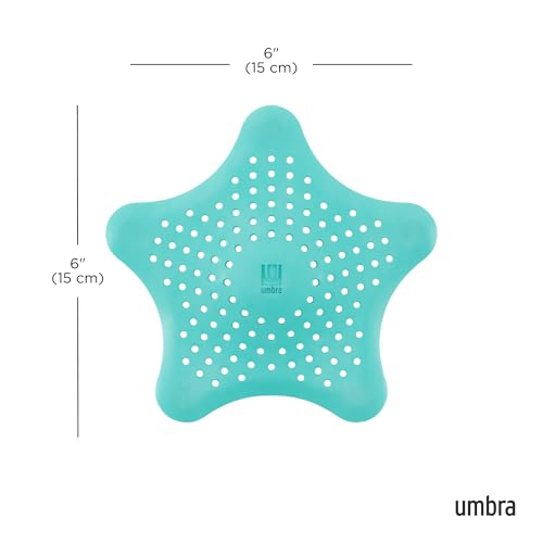 Umbra Starfish Hair Catcher, Suction Cup Drain Cover, 6-Inch, Surf Blue - color: Surf Blue