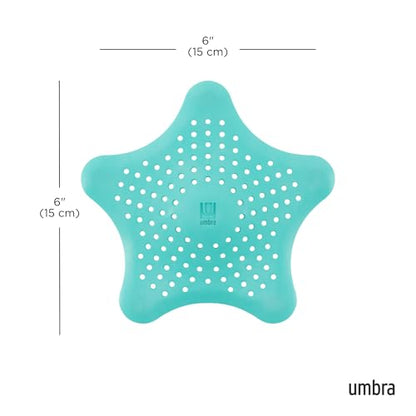Umbra Starfish Hair Catcher, Suction Cup Drain Cover, 6-Inch, Surf Blue - color: Surf Blue