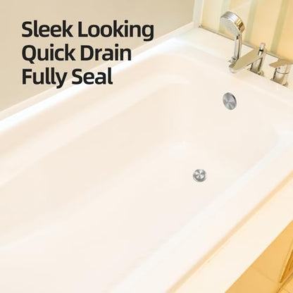 Tip-Toe Bathtub Drain Kit with Hair Catcher, Brushed Nickel | 2-Hole Overflow Faceplate, Solid Brass, 5-Layer Plated, Fits 1.5"/1.75" Drains, For Bathroom Remodel, Matches Fixtures - color: Brushed Nickel