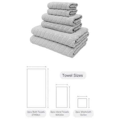 BAGNO MILANO Turkish Cotton Bath Towels, Hand Towels - Soft Plush Jacquard Collection - Highly Absorbent Towel Set (Light Grey, 6 pcs Towel Set) - color: Light Grey, size: 6 pcs Towel Set