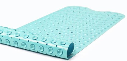 Extra-Long Non-Slip Bathtub & Shower Mat 39”x16” (Smooth/Non-Textured Tubs Only) Safe, Clean, Machine-Washable, Superior Grip&Drainage, Vinyl, Opaque Aqua/Blue-Green - color: Opaque Aqua (Blue-green), size: 39" x 16" (Rectangular)