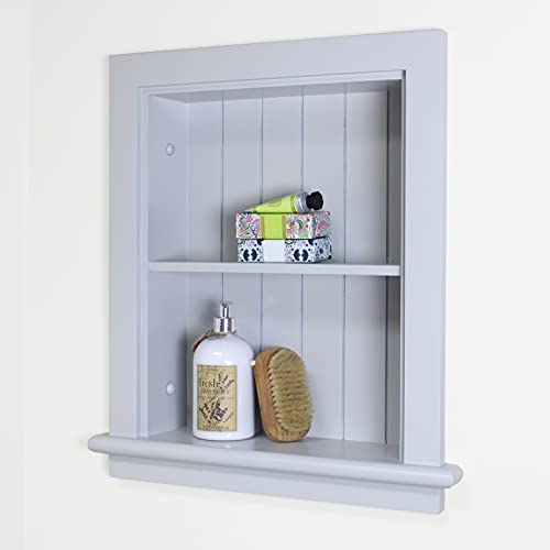14x18 Aiden Recessed Wall Niche Medicine Cabinet Replacement, in The Wall Bathroom Cabinet Insert Shelf/Shelves, Made in North America, Real Wood, NO MDF, Beadboard, Light Gray - color: Light Gray, size: 14x18