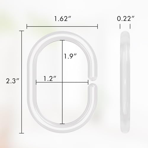 Plastic Shower Curtain Rings, Shower Curtain Hooks, 12 Pcs C Shaped Shower Hooks for Shower Curtain, Clear Shower Curtain Hooks for Bathroom - color: Clear-12pack