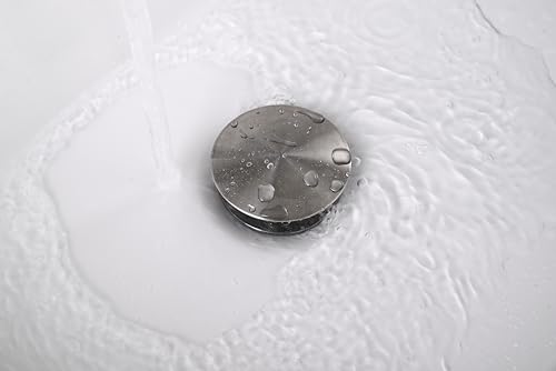 AVSIILE Brushed Nickel Bathroom Sink Drain Without Overflow Vessel Sink Lavatory Vanity Pop Up Drain Stopper, All Metal Rustproof Brass and 304 Stainless Steel - color: Brushed Nickel, style: Non-overflow