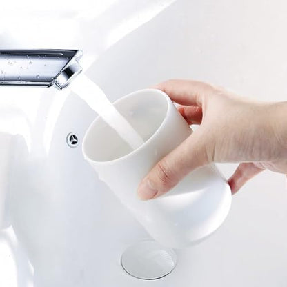 Bathroom Tumblers 2Pcs, Mouthwash Cup, Toothbrush Holders, Drink Mug, Pen Holder, Unbreakable Dishwasher Safe, 10fl.oz(300ml)/Pcs (White & White) - color: White&white