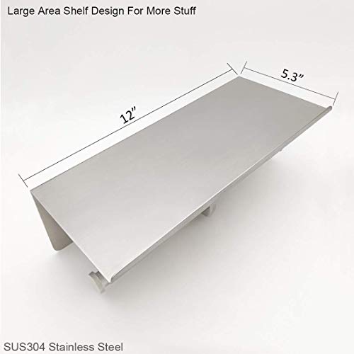 Large Double Toilet Paper Holder with Shelf, GZILA Dual Toilet Paper Rolls Holder Wall Mounted, Bathroom Mobile Phone Storage Rack, Tissue TP Dispenser, SUS304 Stainless Steel Brushed Nickel - color: Brushed Nickel