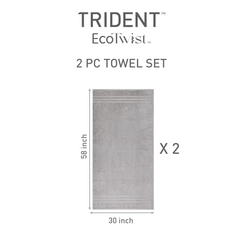 TRIDENT Eco Twist Cotton-Viscose Bamboo Towels, 2Pc Luxury Bath Towel, Gray | Long Staple Cotton - Soft & Plush Feel - Hotel-Quality Comfort - Highly Absorbent - Ideal for Master & Guest Bathrooms - color: Charcoal Gray
