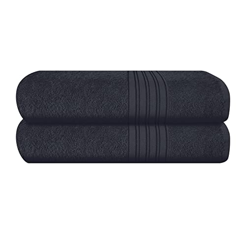 BOUTIQUO Cotton 2 Pack Bath Towel Set 28x55, Eco-Friendly Large Bath Towels, Compact Quickdry Lightweight Soft & Highly Absorbent Bath Towel, Ideal for Everyday Gym Travel Camp Pool - Charcoal Grey - color: Charcoal Grey, size: 2 Pack Bath Towel