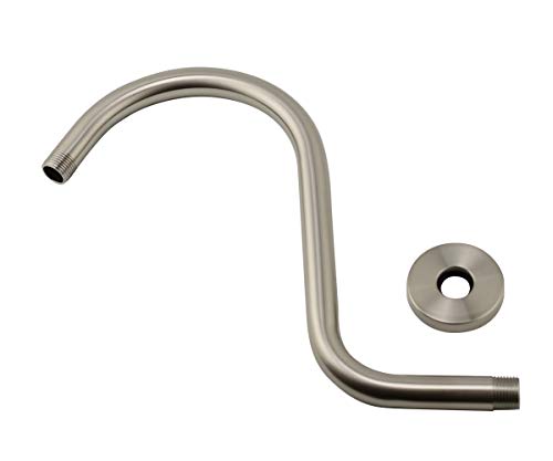 Purelux Goose Neck Shower Arm Water Outlet PJ1202 Made of Stainless Steel, Brushed Nickel Finish Showerhead Extension - color: S- Brushed Nickel