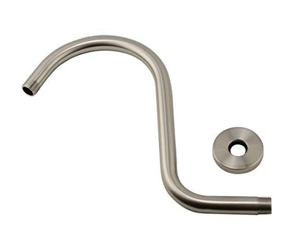 Purelux Goose Neck Shower Arm Water Outlet PJ1202 Made of Stainless Steel, Brushed Nickel Finish Showerhead Extension - color: S- Brushed Nickel