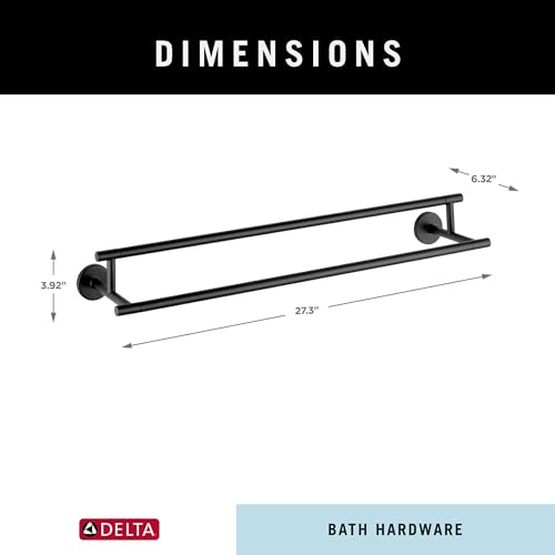 Delta Towel Rack | 24 Inch Matte Black Double Bar for Kitchen or Bathroom Towels | Trinsic Accessories