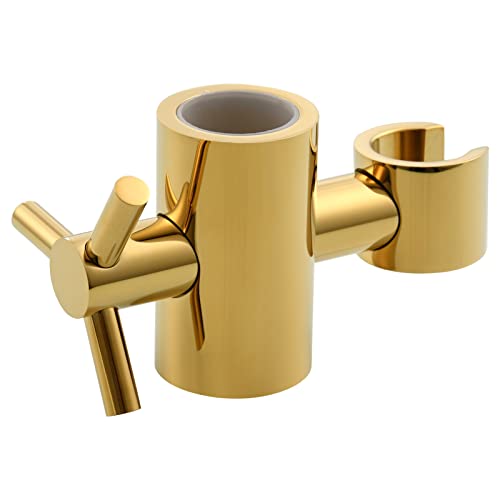 Adjustable Hand Held Shower Bracket Brass Shower Head Holder for 25mm O.D Shower Rod, Titanium Gold, ST38AJ - color: Titanium Gold