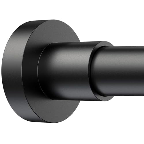 BRIOFOX Shower Curtain Rod Adjustable 18-64 Inch, Stainless Steel Spring Tension Shower Rod No Drilling Non Slip, Matte Black - color: Matte Black, size: 18-64 Inch