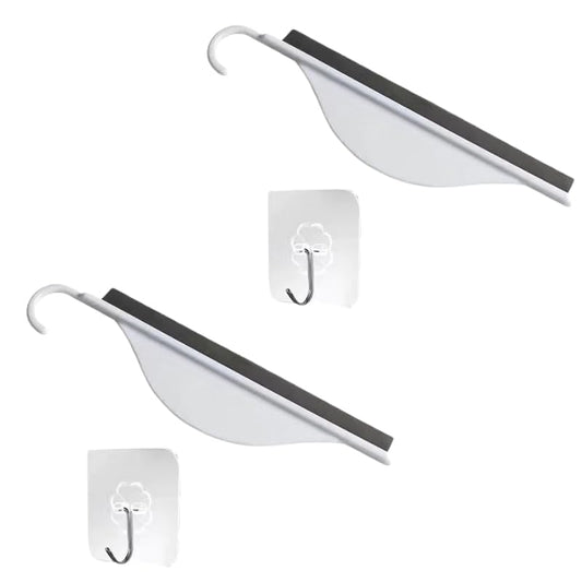 Mini Squeegee Set with Hooks, 2 Pack Silicone Water Wiper for Shower Glass, Bathroom Countertop & Sink Cleaning Tool, Compact Handheld Scraper for Kitchen, Mirror, Window (White)