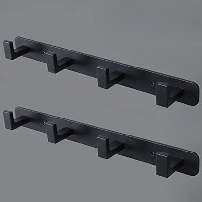 Coat Rack, Heavy Duty Stainless Steel 4 Tri Coat Hook Hanger, Wall Mounted Wall Hooks, Rustic Clothes Hook/Key Hook Rail for Bathroom Kitchen Entryway(2 Pack, 4 Hook Black) - color: Black, size: 4 Hook-2 Pcs