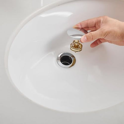 Bathroom Sink Drain, 1-1/2" to 1-3/4", Chrome | Bathroom Sink Stopper with Overflow Pop Up Drain Assembly Stopper Vessel Vanity Lavatory Commercial Bath Brass - color: Chrome