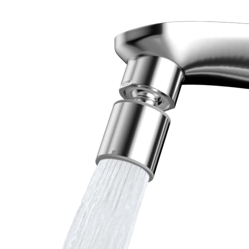 Hibbent cUPC Certified 2-function 360° Swivel Sink Aerator, Chrome | NSF/ANSI/CAN 61 Certified High Flow Faucet Extender with Metal Adapter for Kitchen & Bathroom, 55/64” Female Thread - color: Chrome