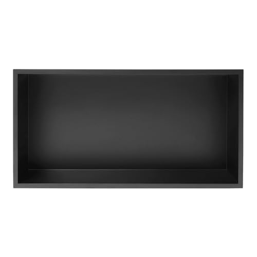 LED Light Shower Niche, Wall Niche, 25" x 13" Stainless Steel Bathroom Cabinet with 4000K Warm White Light, IP66 Waterproof Recessed Shampoo Storage in Wall, Black - color: Black