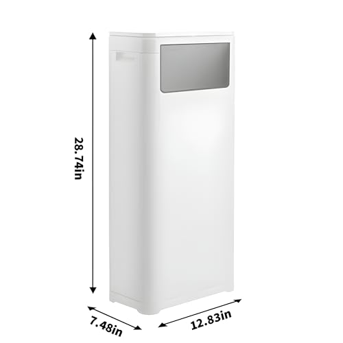 WanWanKa Trash Can with Lid, Large Tall 8 Gallon Commercial Trash Can, Plastic Waste Bin with Press top Lid, White Garbage Can Suitable for Kitchen, Bathroom, Bedroom, Living Room, Office - color: White