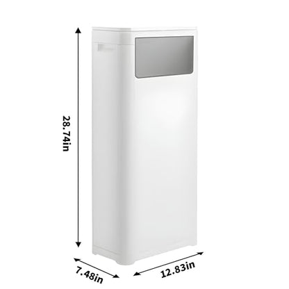 WanWanKa Trash Can with Lid, Large Tall 8 Gallon Commercial Trash Can, Plastic Waste Bin with Press top Lid, White Garbage Can Suitable for Kitchen, Bathroom, Bedroom, Living Room, Office - color: White