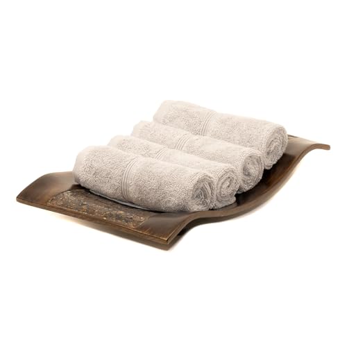 Mosobam Luxury Turkish Washcloths, 4 Pack, 13 x 13 in, 700 GSM, Light Gray | 4 washcloth face towels, 13 x 13 in, 700 GSM, 50% viscose made from bamboo and 50% Aegean Turkish cotton, plush and absorbent - color: Light Gray, size: Washcloths, Set of 4