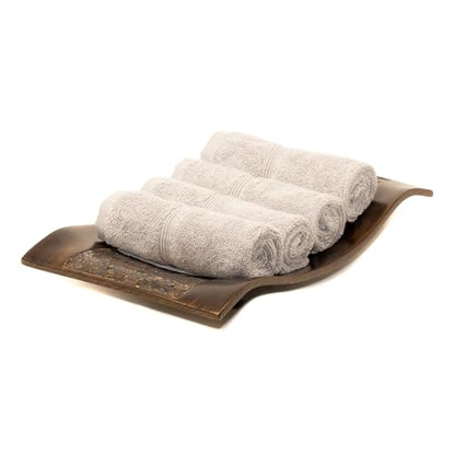 Mosobam Luxury Turkish Washcloths, 4 Pack, 13 x 13 in, 700 GSM, Light Gray | 4 washcloth face towels, 13 x 13 in, 700 GSM, 50% viscose made from bamboo and 50% Aegean Turkish cotton, plush and absorbent - color: Light Gray, size: Washcloths, Set of 4