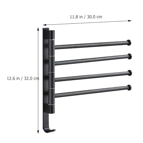 Gatuida Heavy Duty Wall-Mounted 4-bar Swivel Towel Rack Industrial Rustic Towel Holder for Bathroom Storage Black Rotatable Multi-arm