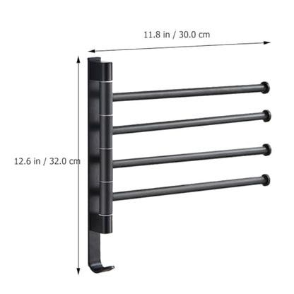Gatuida Heavy Duty Wall-Mounted 4-bar Swivel Towel Rack Industrial Rustic Towel Holder for Bathroom Storage Black Rotatable Multi-arm