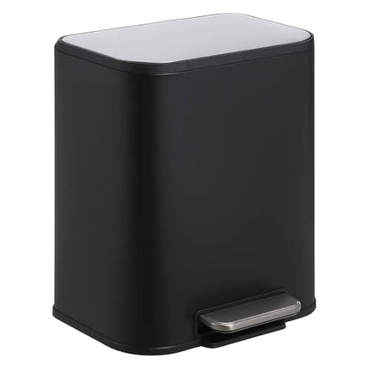 GarveeHome Kitchen Trash Can, 5.3 Gal Stainless Steel Garbage Can, Black | Soft Close Lid, Foot Pedal & Removable Inner Bucket, Rectangular Step On Waste Bin for Office Bedroom - color: Black, size: 20 L