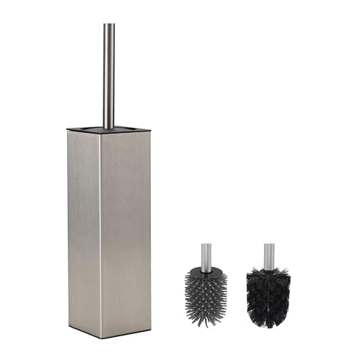 Toilet Brush and Holder Set Brushed Nickel Toilet Bowl Cleaner Brush Freestanding for Bathroom - color: Brushed Nickel
