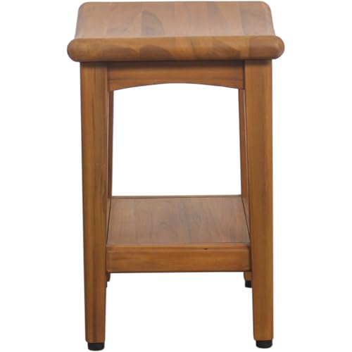 AquaTeak 18" Sumba-Bjon Slatted Teak Shower Bench with Shelf | Durable, Water-Resistant Teak, Shower Chair & Shaving Foot Rest, Indoor/Outdoor Use