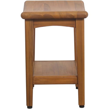 AquaTeak 18" Sumba-Bjon Slatted Teak Shower Bench with Shelf | Durable, Water-Resistant Teak, Shower Chair & Shaving Foot Rest, Indoor/Outdoor Use