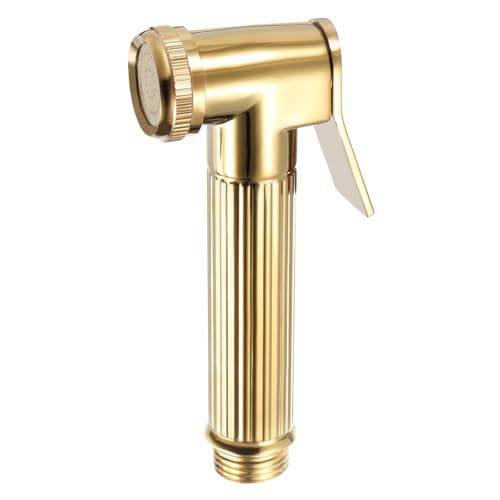 uxcell Handheld Bidet Sprayer for Toilet, Metal Bathroom Sprayer Kit Adjustable Water Pressure Control for Kitchen Bathroom Toilet Flushing Washing, Gold - color: Gold