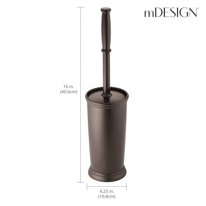 mDesign Metal Freestanding Slim Toilet Bowl Brush and Holder - color: Espresso