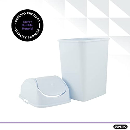 Superio Small Plastic Trash Can with Swing Top Lid, Compact Slim Waste Bin for Under Desk, Office, Bedroom, Bathroom, Dorm Room, 10 Qt. Portable Garbage Can 2.5 Gallon (White, 2 Pack) - size: 2.5 Gallon, style: 2 Pack