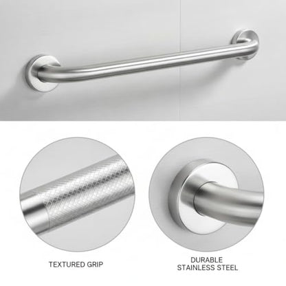 Stainless Steel Bathroom Grab Bar, Silver Textured Grip Handrail for Shower and Bathtub, Durable Wall Mount Rail - size: 11.02 x 0.98 x 2.95 in