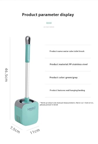 Toilet Brush, Silicone Toilet Bowl Brushes and Holder for Bathroom, Compact Flexible Toilet Cleaner Brush with Ventilated Drying Holder, Wall Mounted/Floor Standing Gray/Green–Long Non-Slip Handle