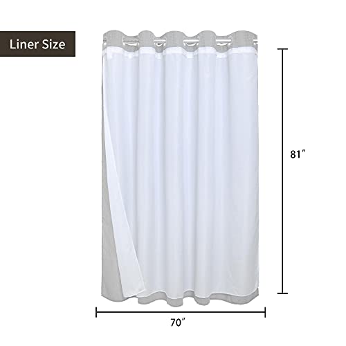 River Dream 86" Extra Long No Hooks Shower Curtain with Snap in Liner, Waffle Weave Cotton Blend,Hotel Quality,Black,71Wx86L - color: Grey, size: 71"W x 86"L (Pack of 1)