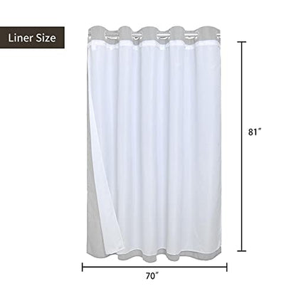 River Dream 86" Extra Long No Hooks Shower Curtain with Snap in Liner, Waffle Weave Cotton Blend,Hotel Quality,Black,71Wx86L - color: Grey, size: 71"W x 86"L (Pack of 1)