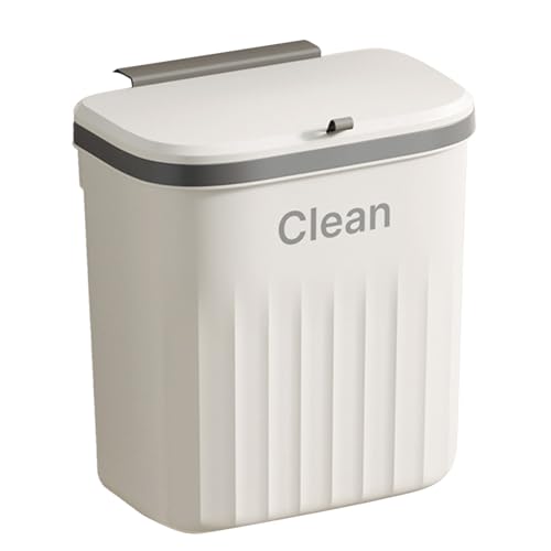 Wall Mounted Trash Can Bin with Lid Waste Bin 8.5/12L Kitchen Hanging Trash Bin Garbage Recycle Dustbin Rubbish Bins Garbage Basket for Bathroom, White, large